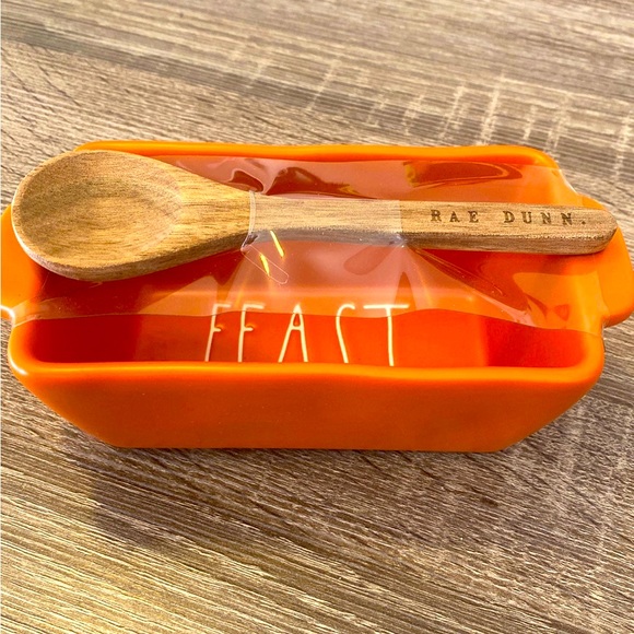 Rae Dunn Other - Rae Dunn approx 5”x 3” loaf pan with cute wooden serving serving spoon.